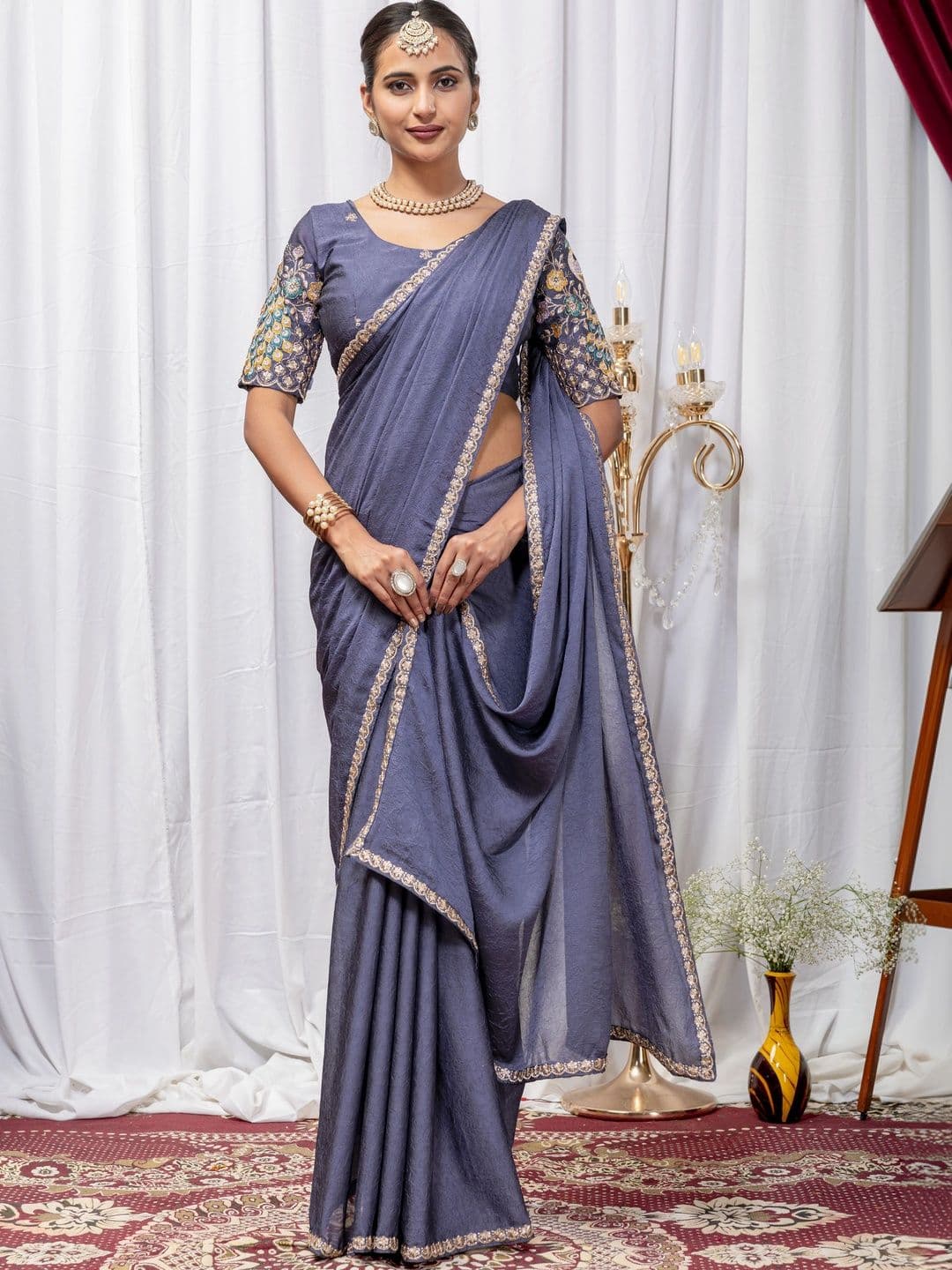 LabelVASTRA Embellished Embroidered Poly Georgette Saree - view 1