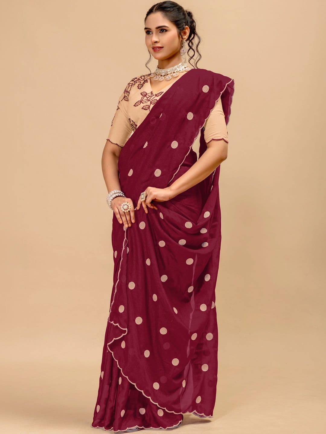 Saanvi Embellished Embroidered Poly Georgette Saree - view 1