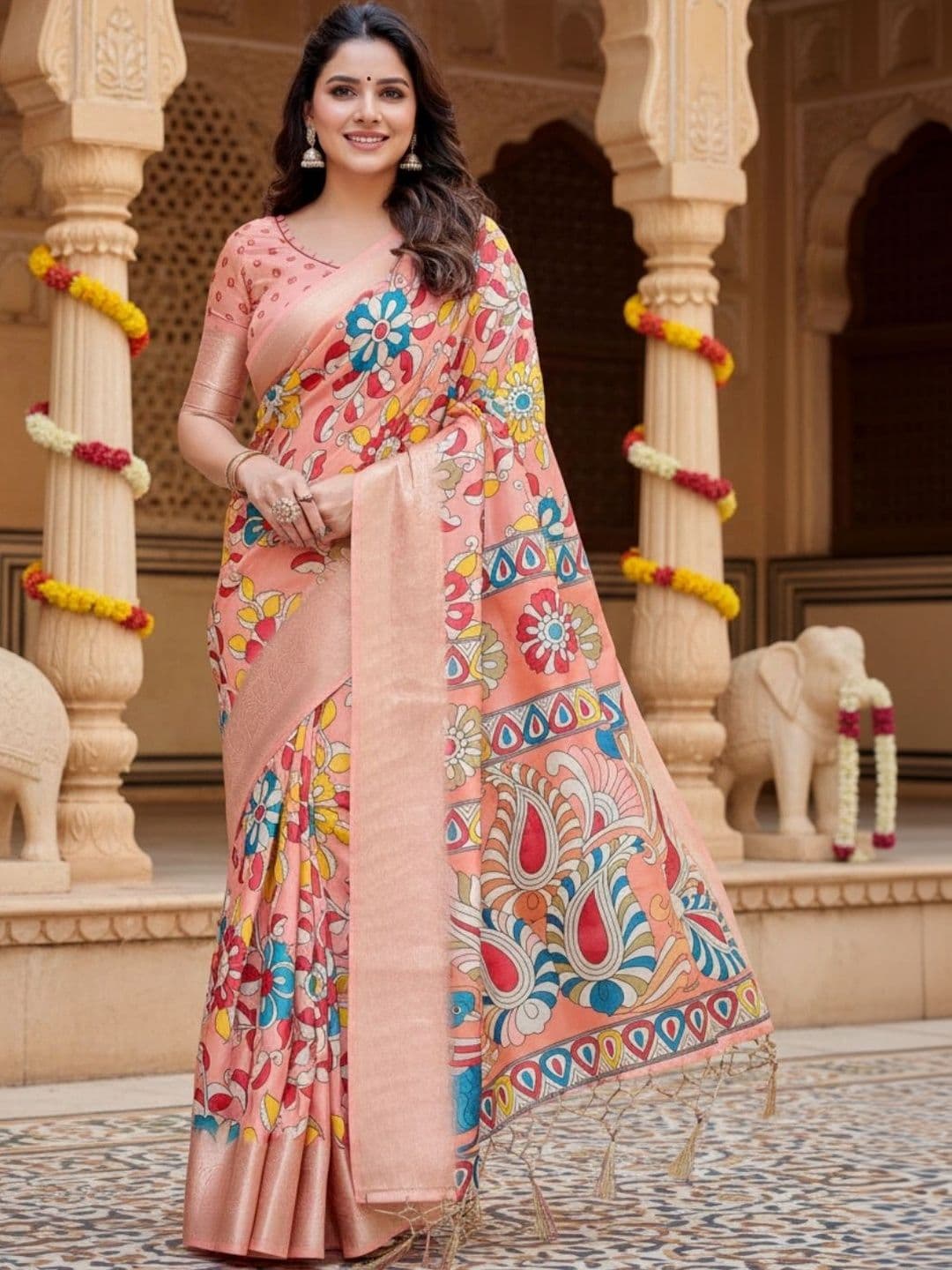 Mitera Kalamkari Silk Blend Designer Saree - view 1