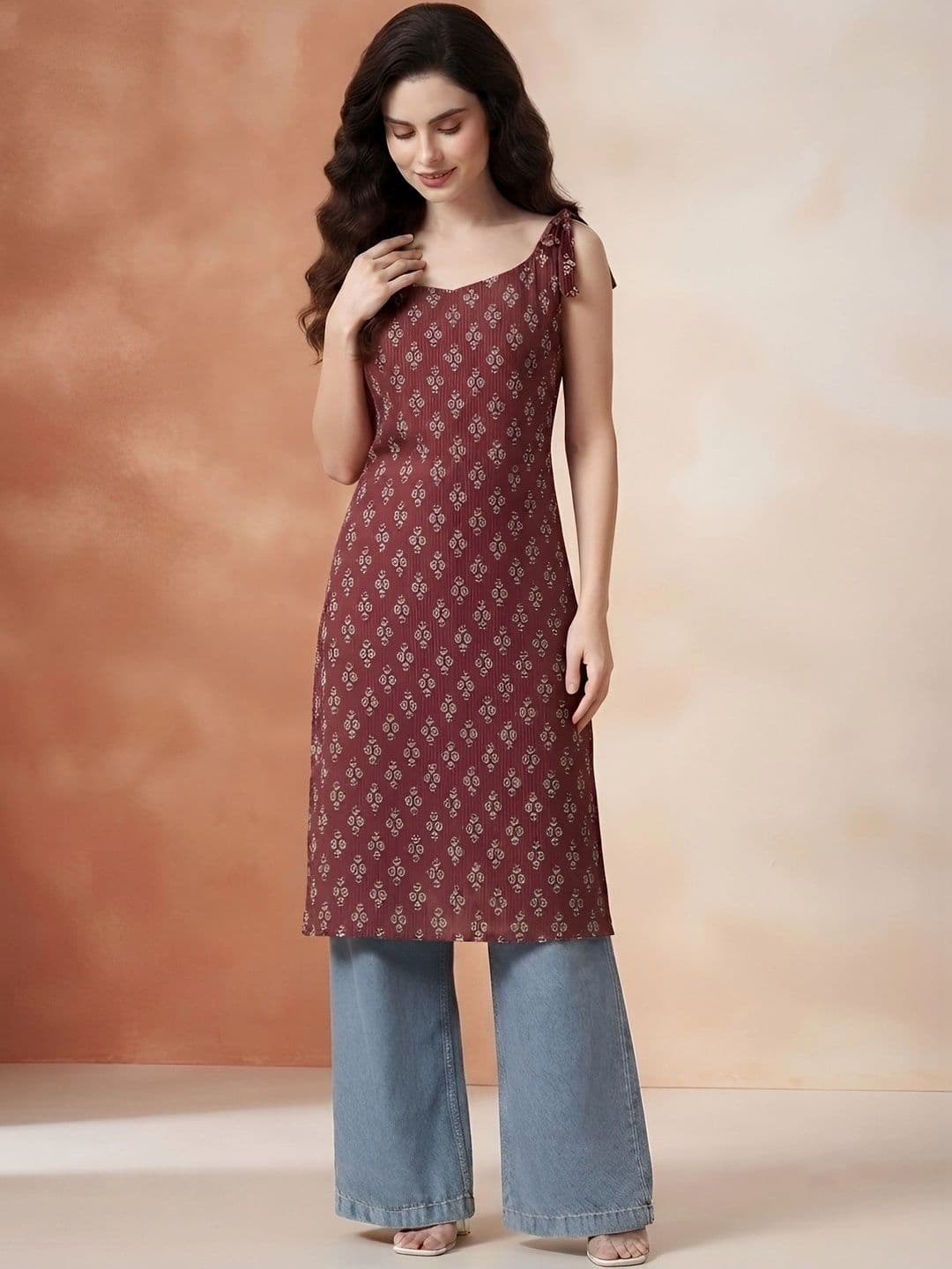 fusion by glitchez Women Ethnic Motifs Printed Kurta thumbnail 5