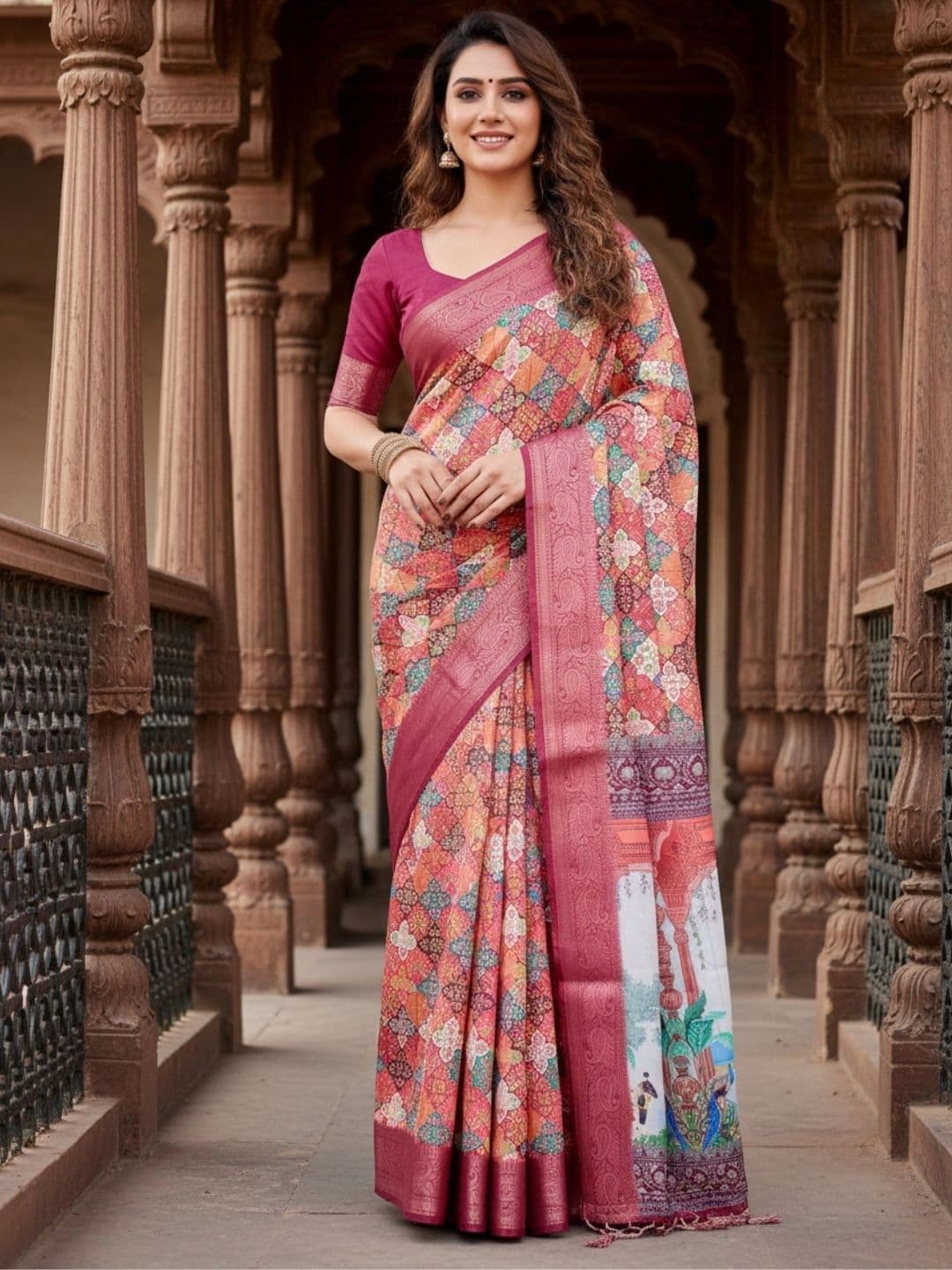 Mitera Floral Silk Blend Designer Saree thumbnail 2