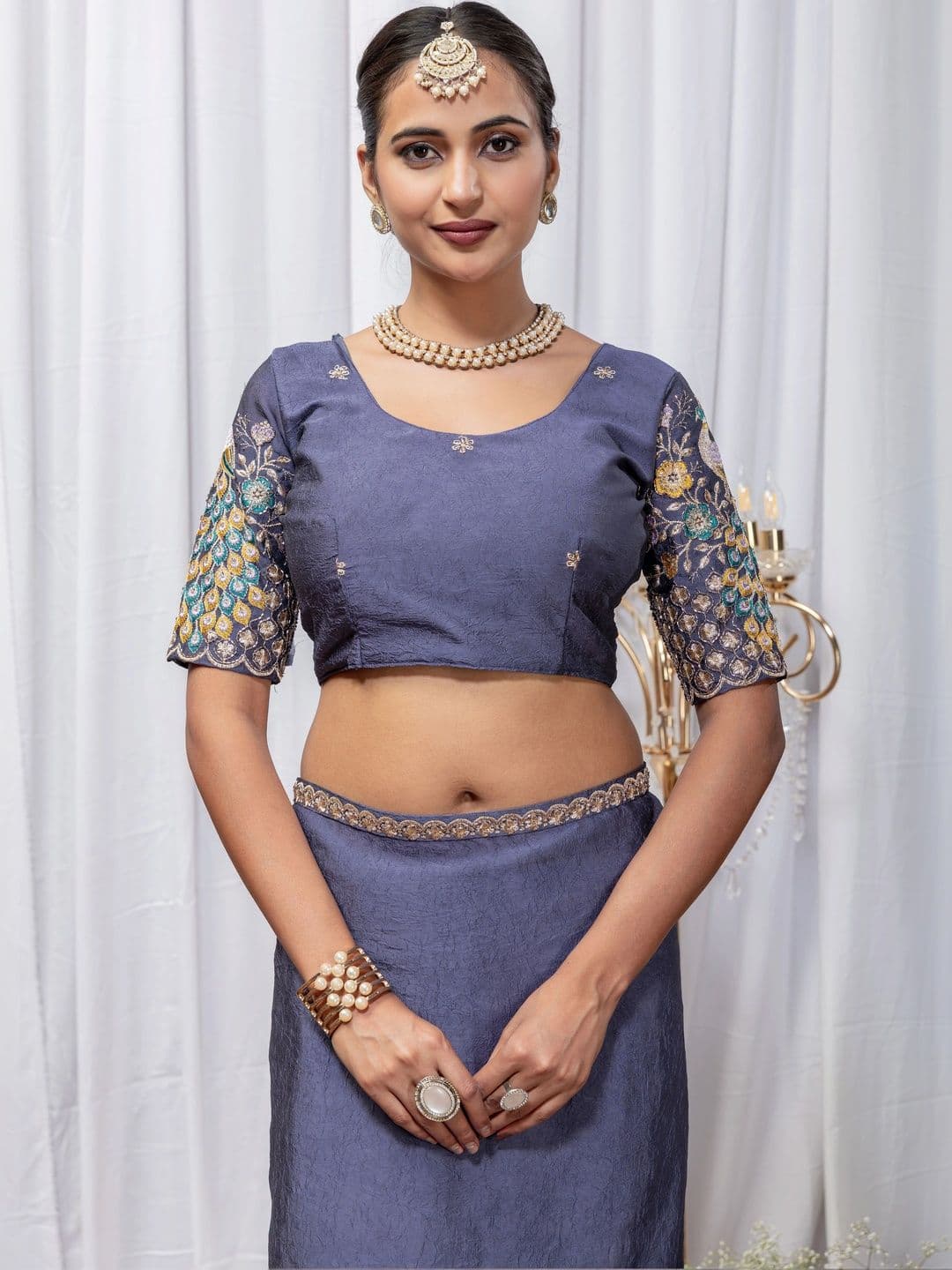 LabelVASTRA Embellished Embroidered Poly Georgette Saree thumbnail 3
