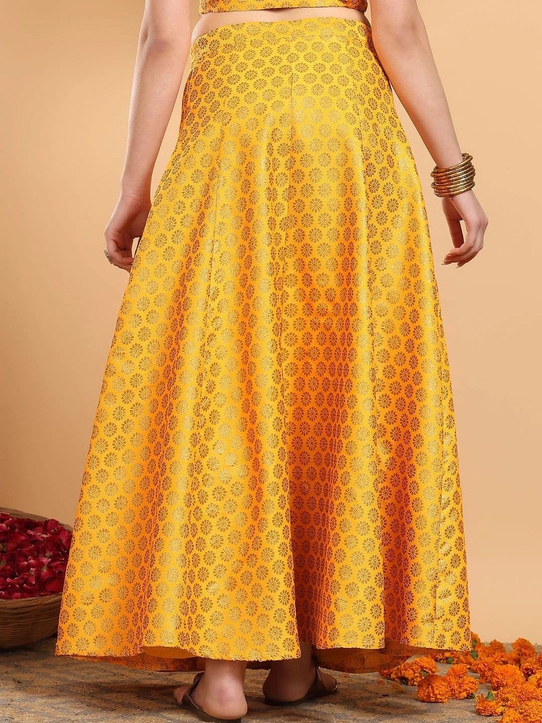 Frolic Rolic Women Self Design Maxi Flared Skirt thumbnail 3