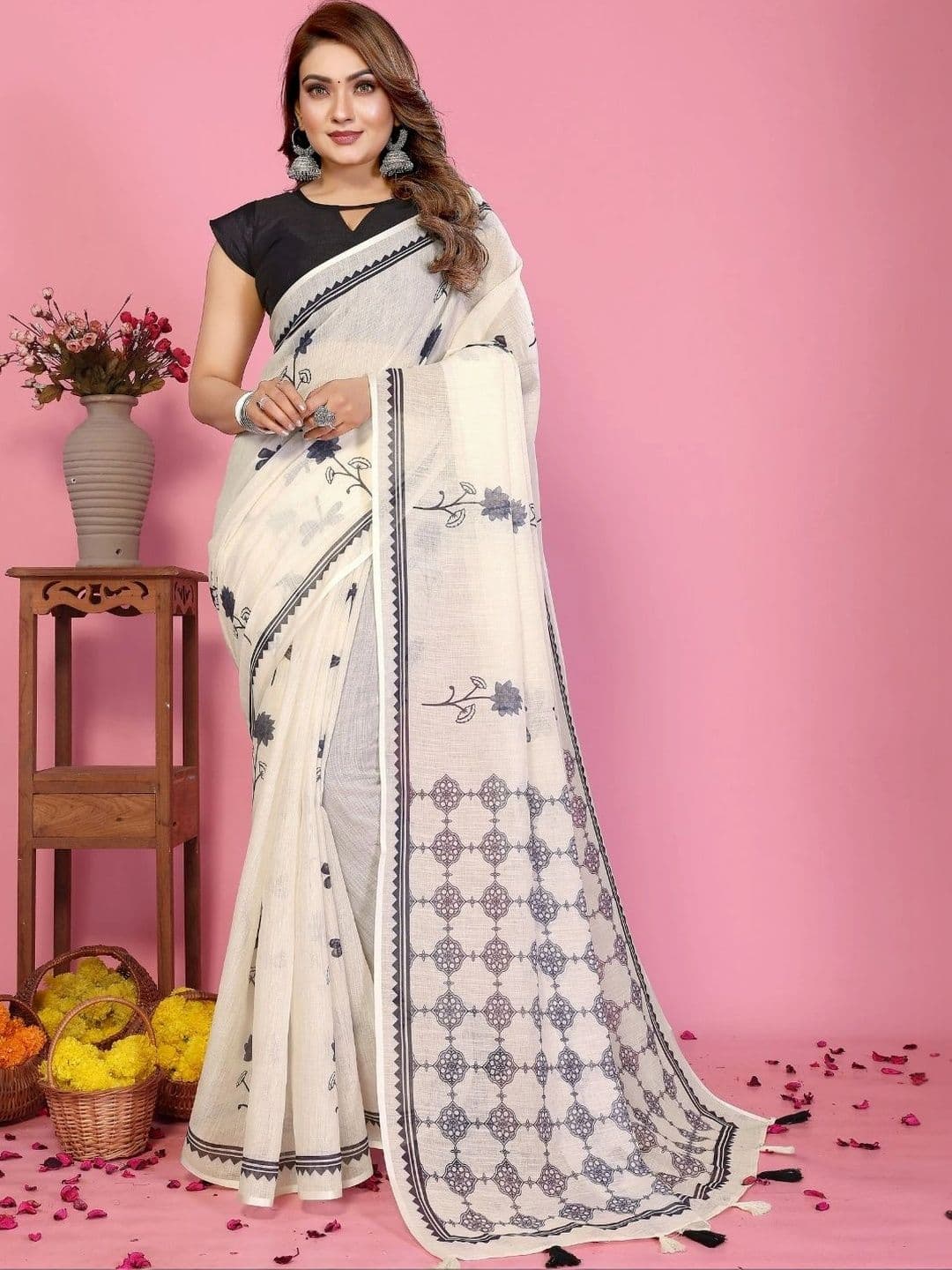 Mitera Warli Linen Blend Designer Saree - view 1