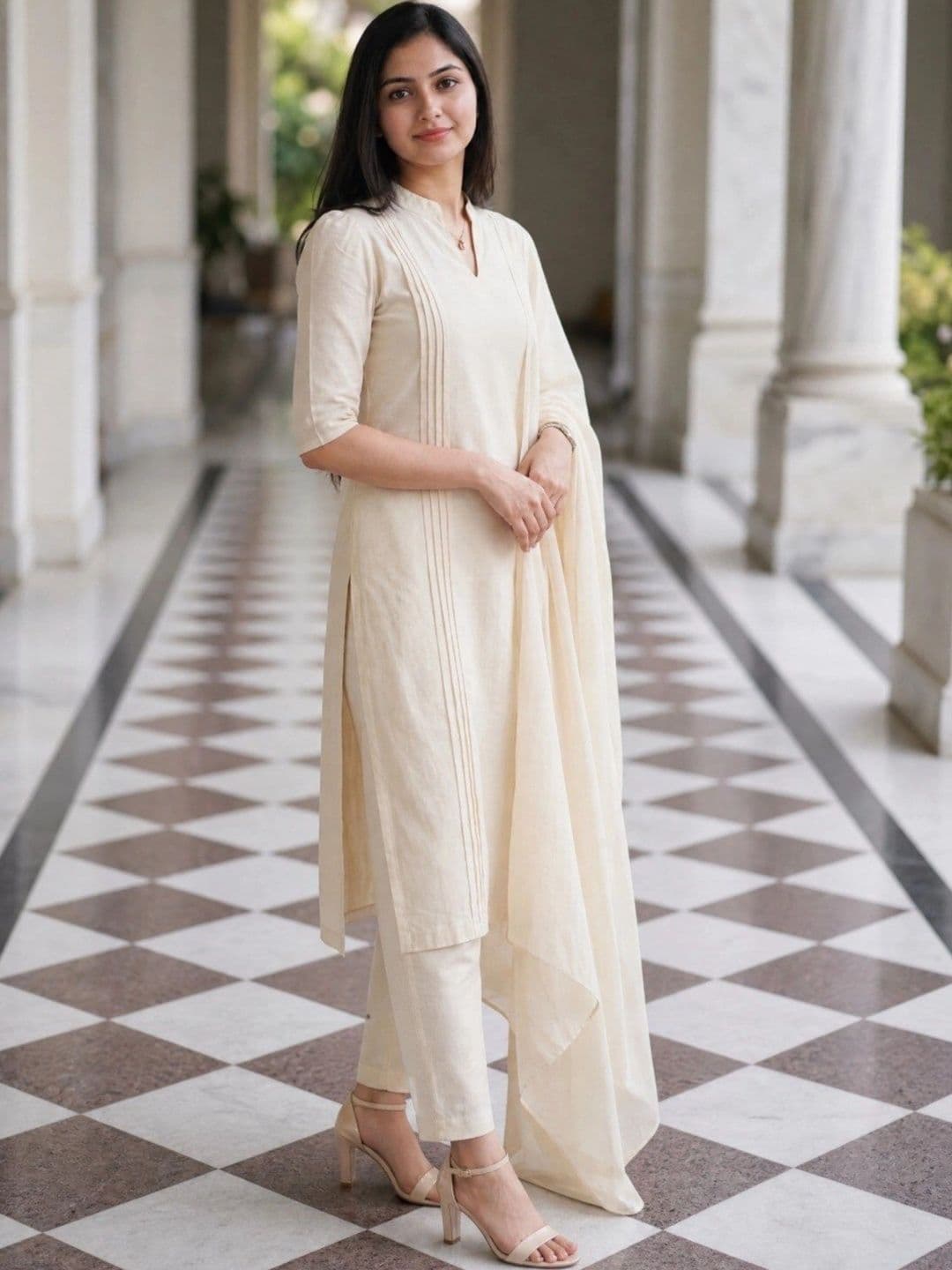 KALINI Women Regular Kurta with Trousers & With Dupatta thumbnail 5