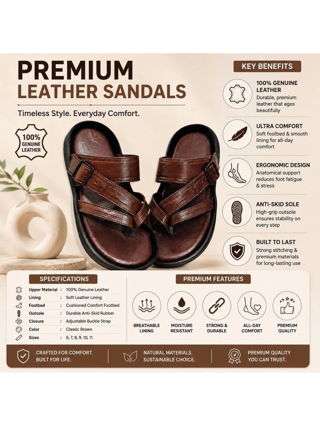 REAL BLISS Men Comfort Sandals thumbnail 5