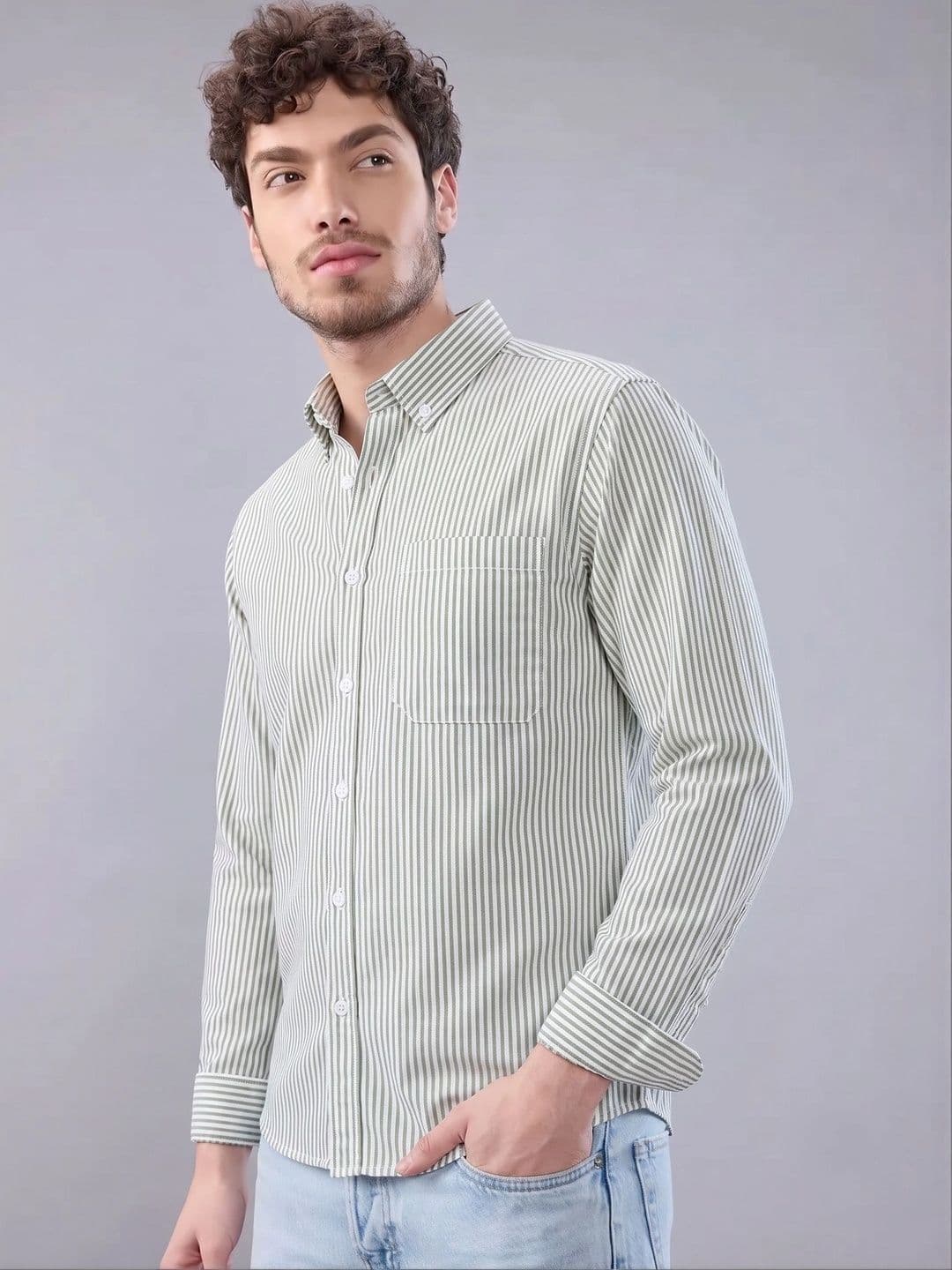 R.Code by The Roadster Life Co. Men Standard Striped Casual Shirt thumbnail 5