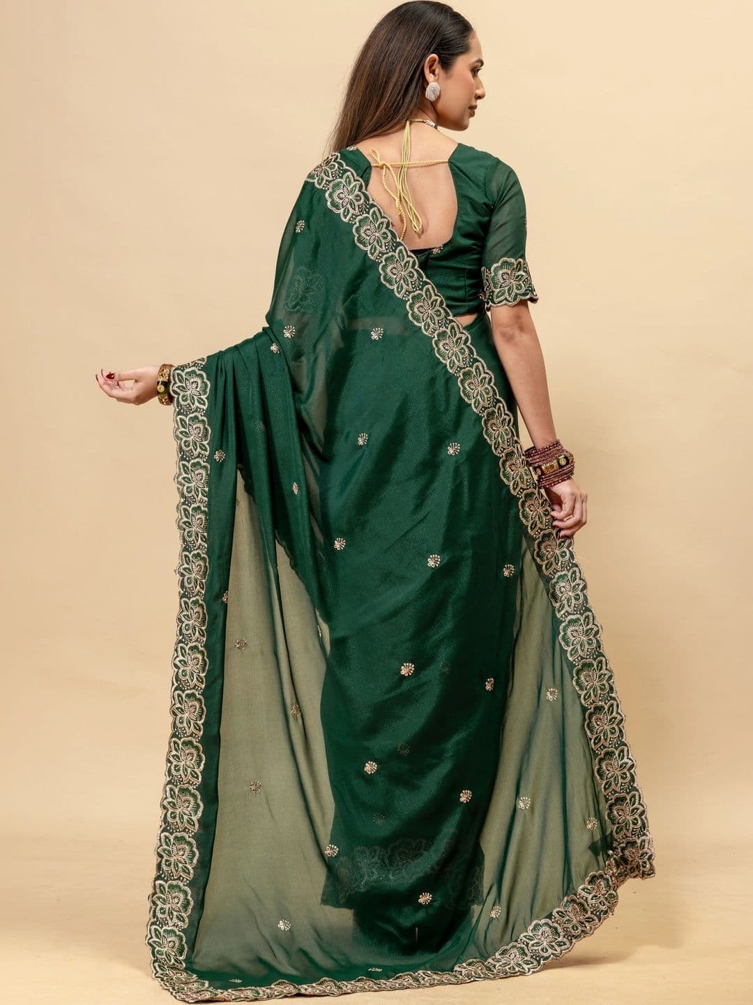 LabelVASTRA Embellished Embroidered Poly Georgette Saree thumbnail 6