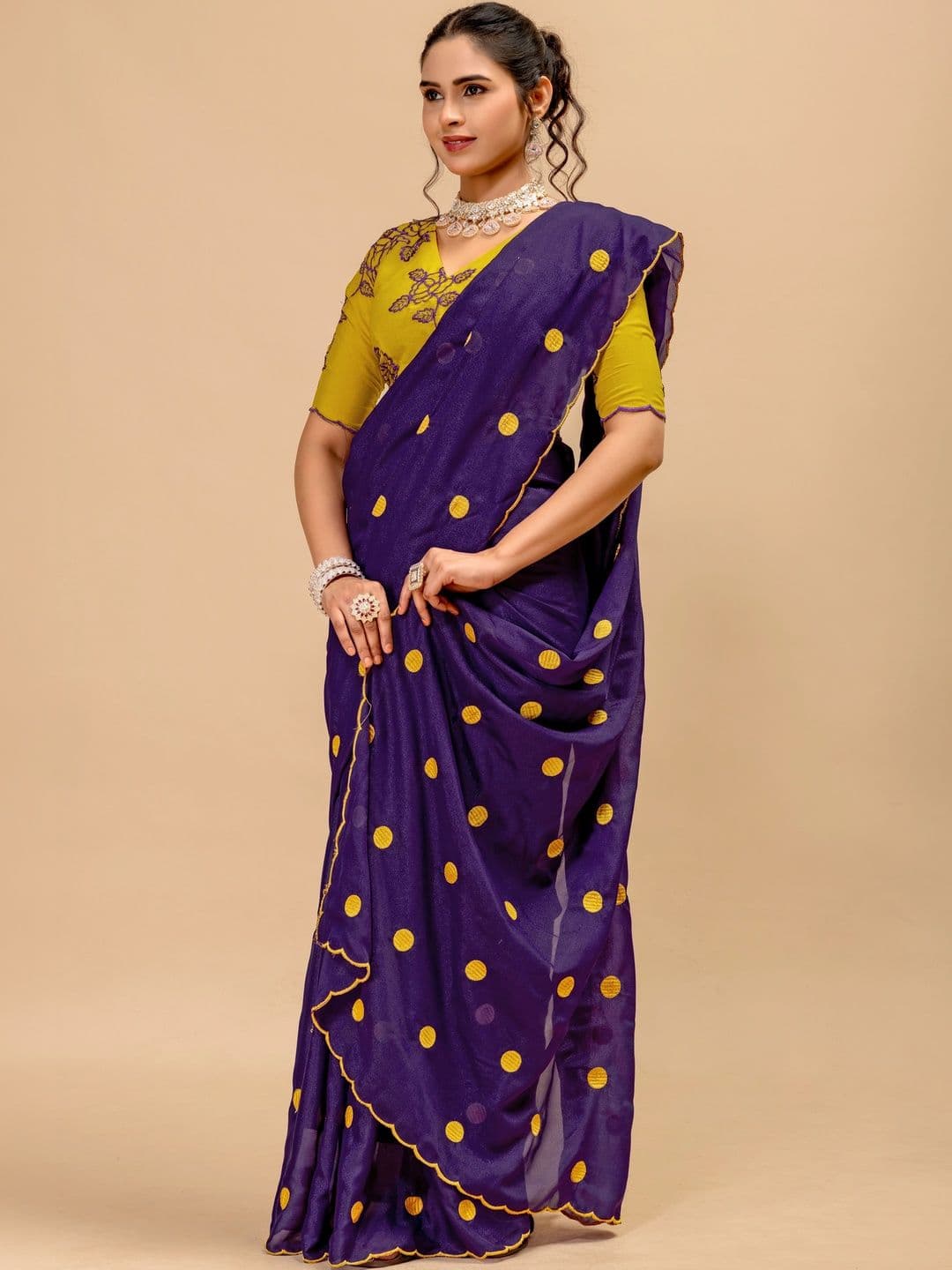 Saanvi Embellished Embroidered Poly Georgette Saree - view 1