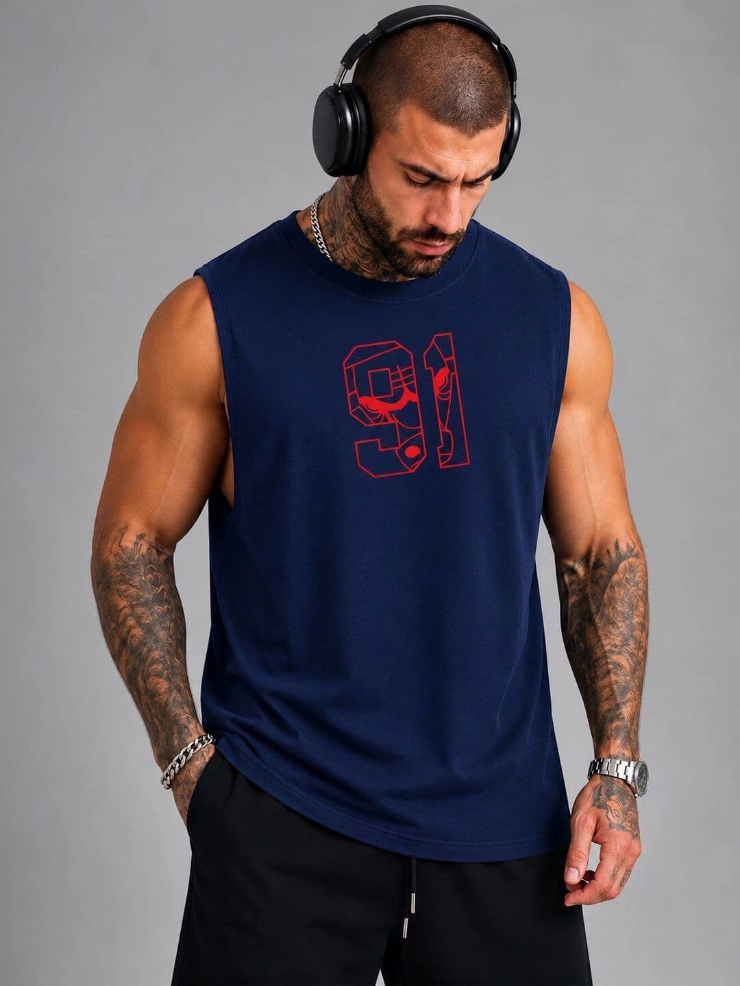 Moda Rapido Printed Cotton Blend Gym Vest - view 1