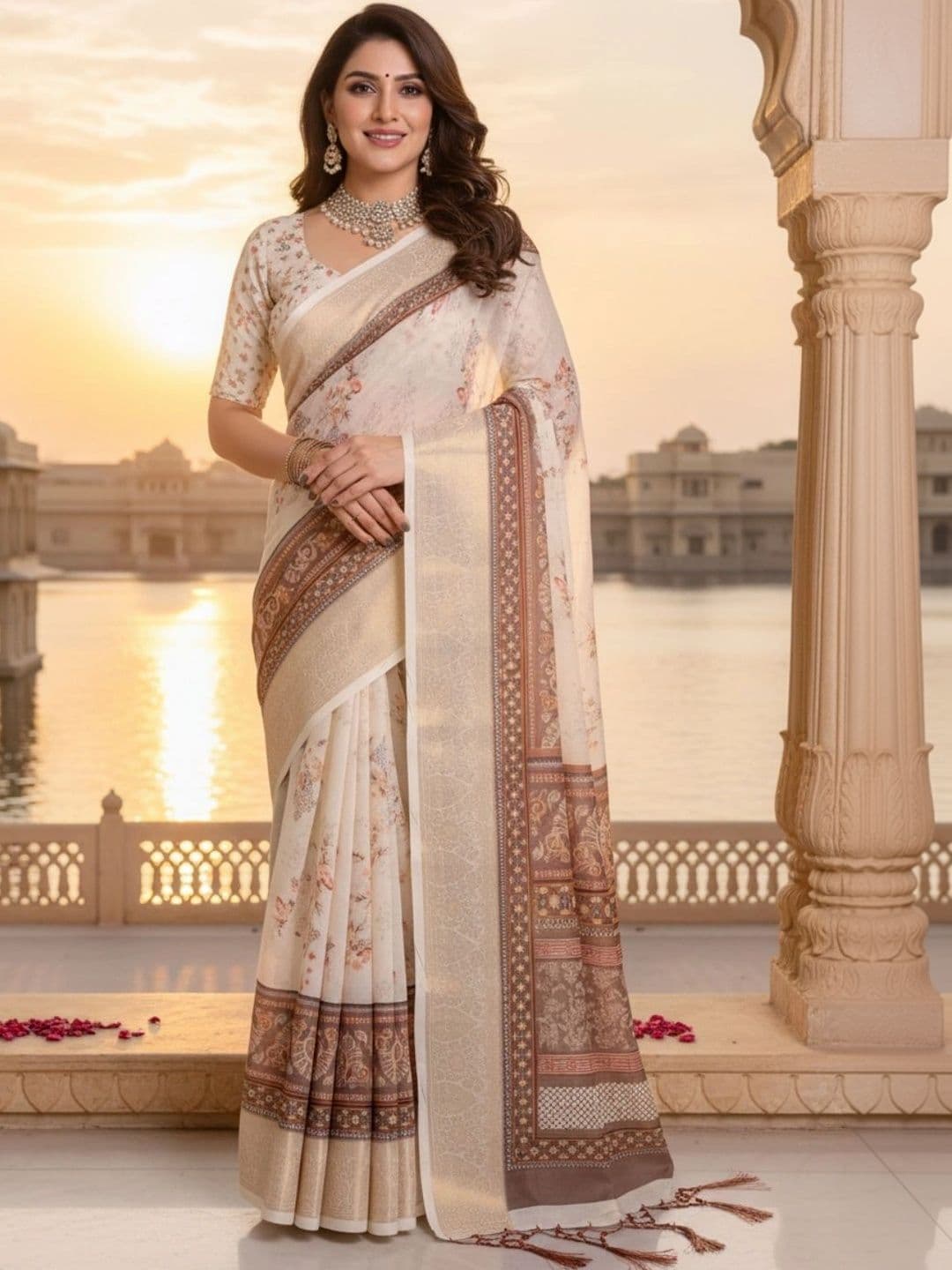 Mitera Floral Silk Blend Designer Saree - view 1
