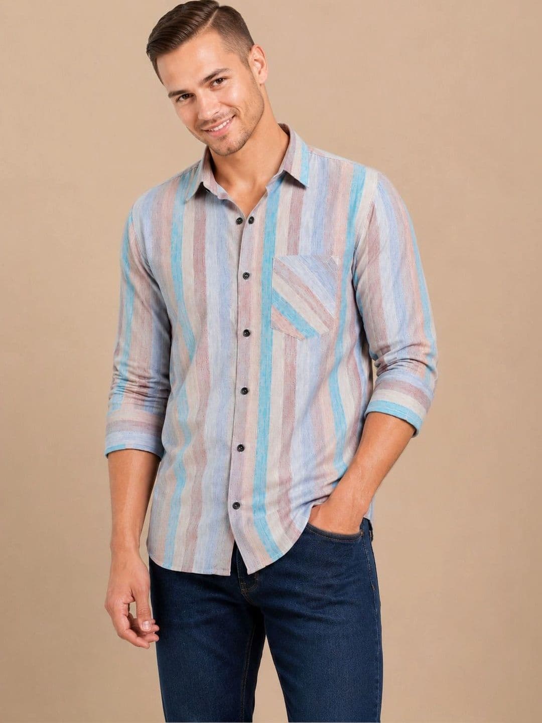 Metronaut Men Comfort Multi Stripes Striped Casual Shirt thumbnail 4