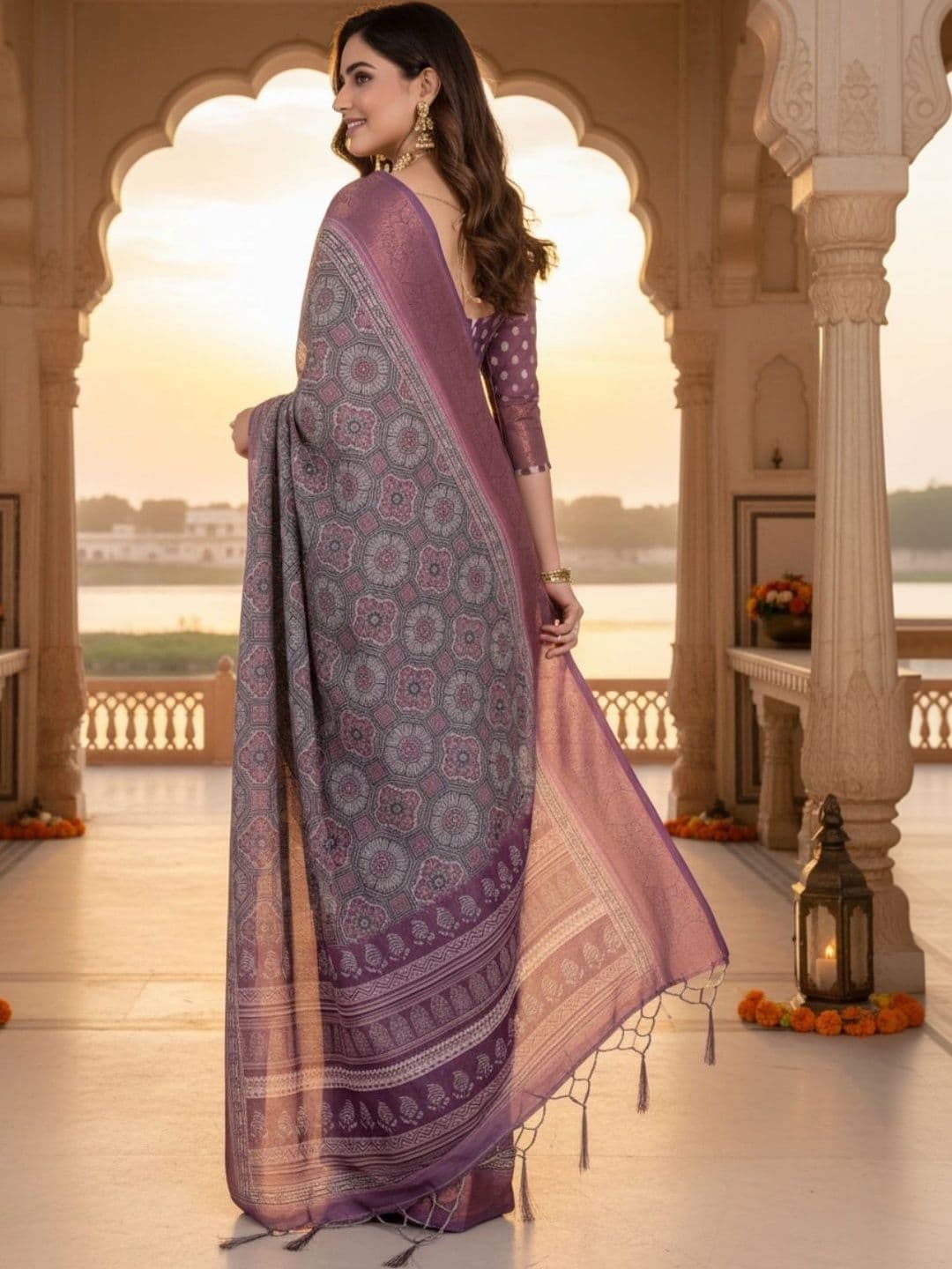 Mitera Zari Silk Blend Designer Saree thumbnail 3