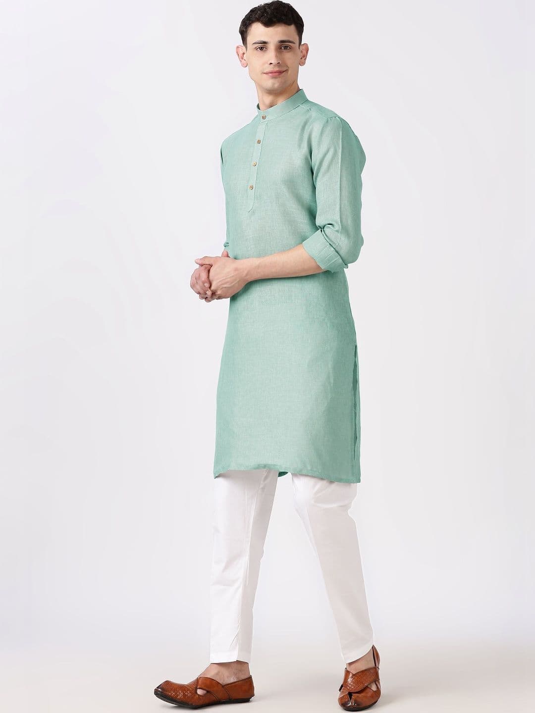 Anouk Men Cotton Linen Long Kurta thumbnail 7