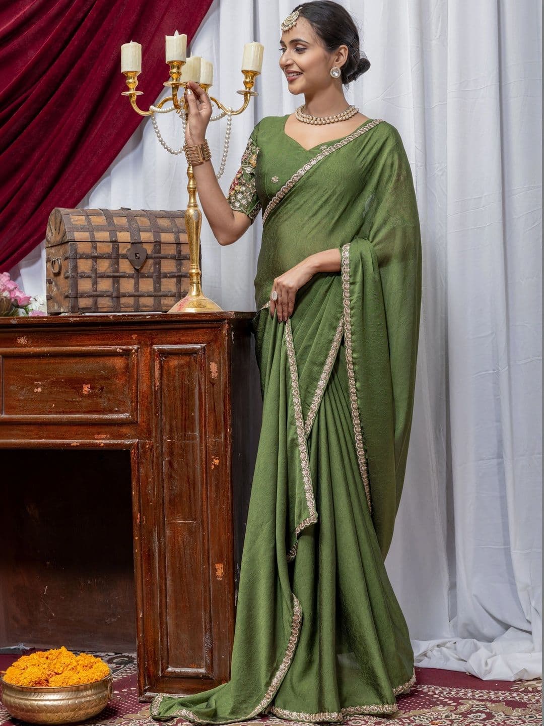 Saanvi Embellished Embroidered Poly Georgette Saree - view 1
