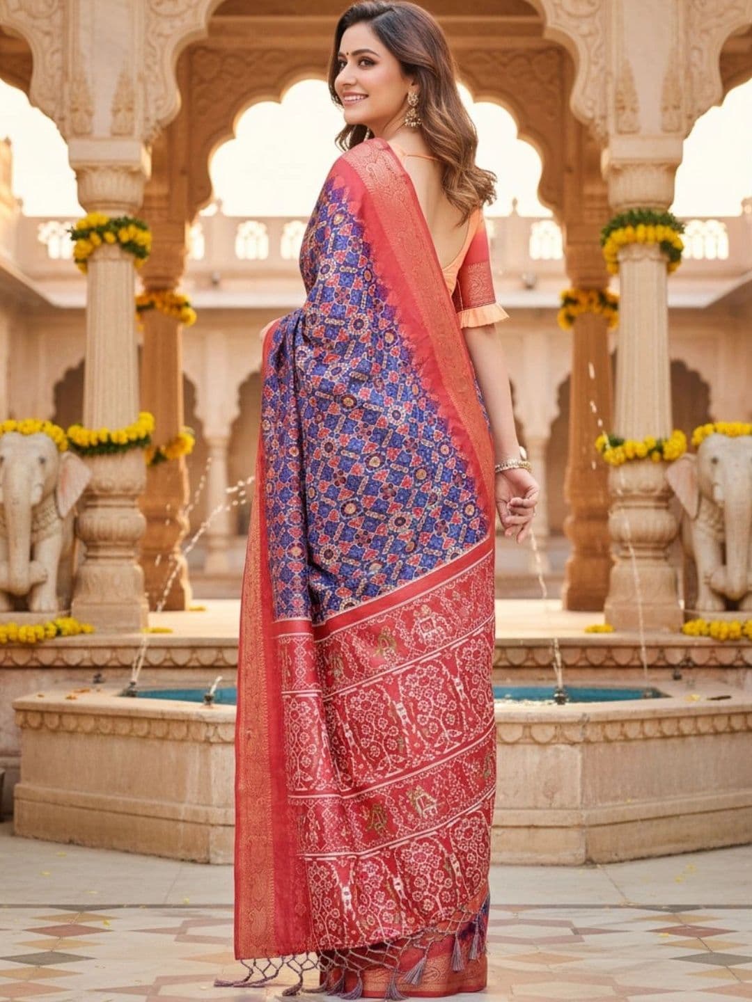 Mitera Floral Silk Blend Designer Saree thumbnail 3