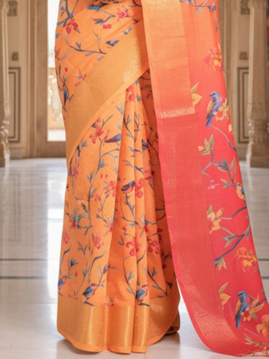 Mitera Floral Silk Blend Designer Saree thumbnail 3