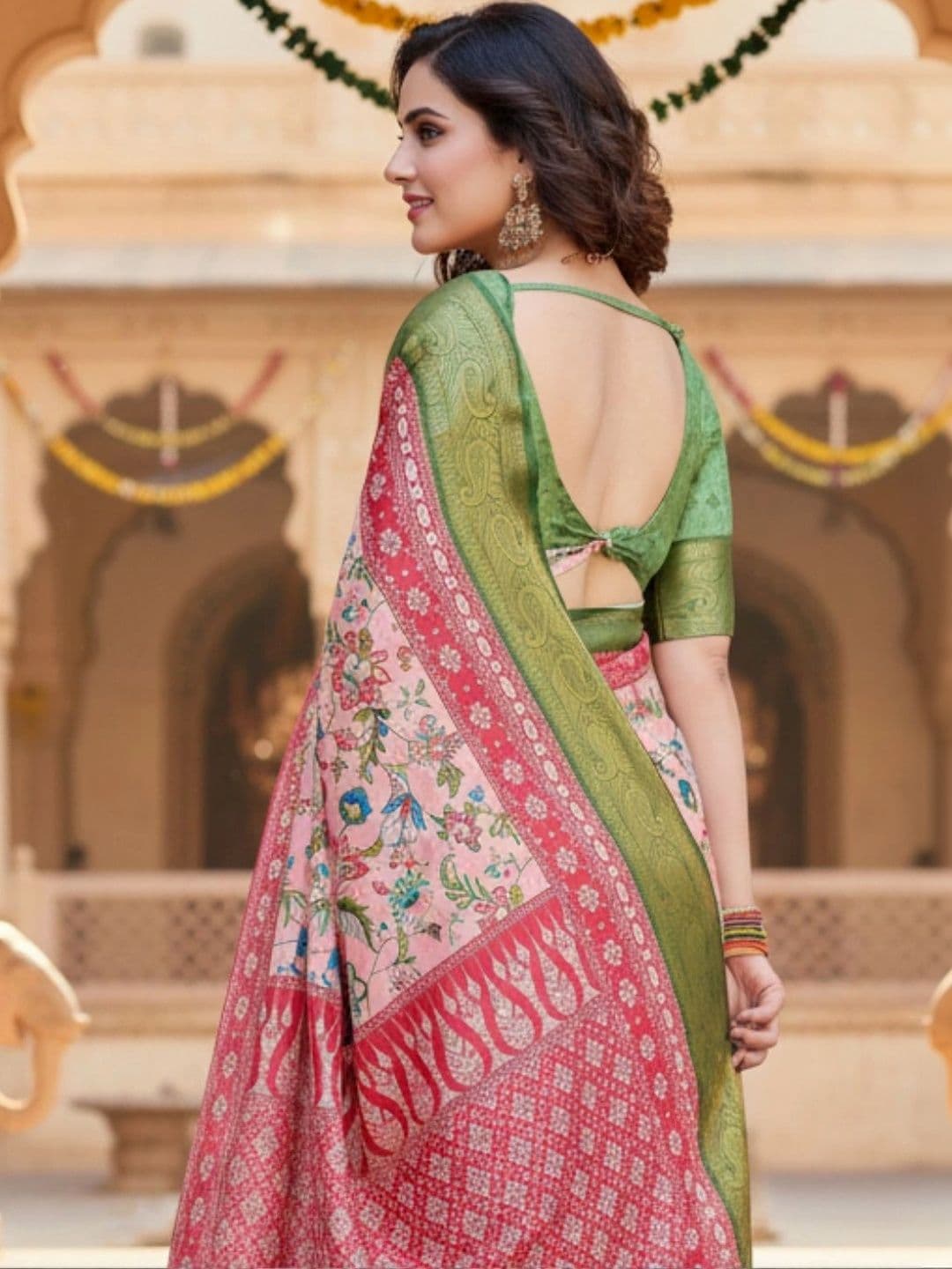 Mitera Floral Silk Blend Designer Saree thumbnail 4