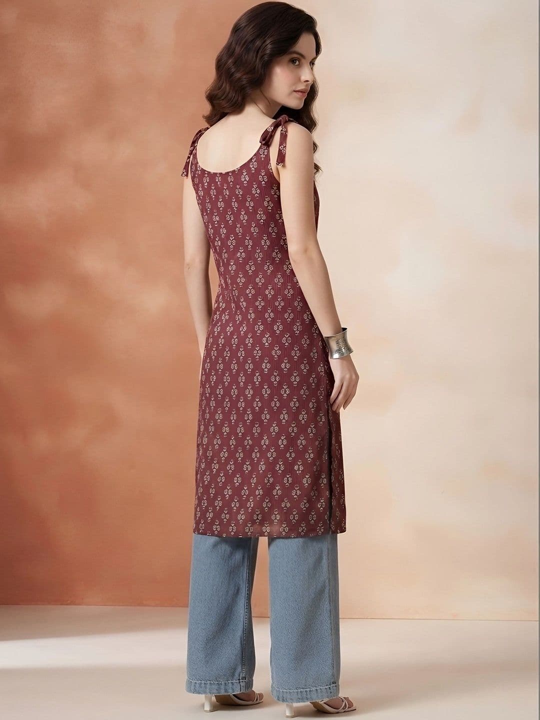 fusion by glitchez Women Ethnic Motifs Printed Kurta thumbnail 2