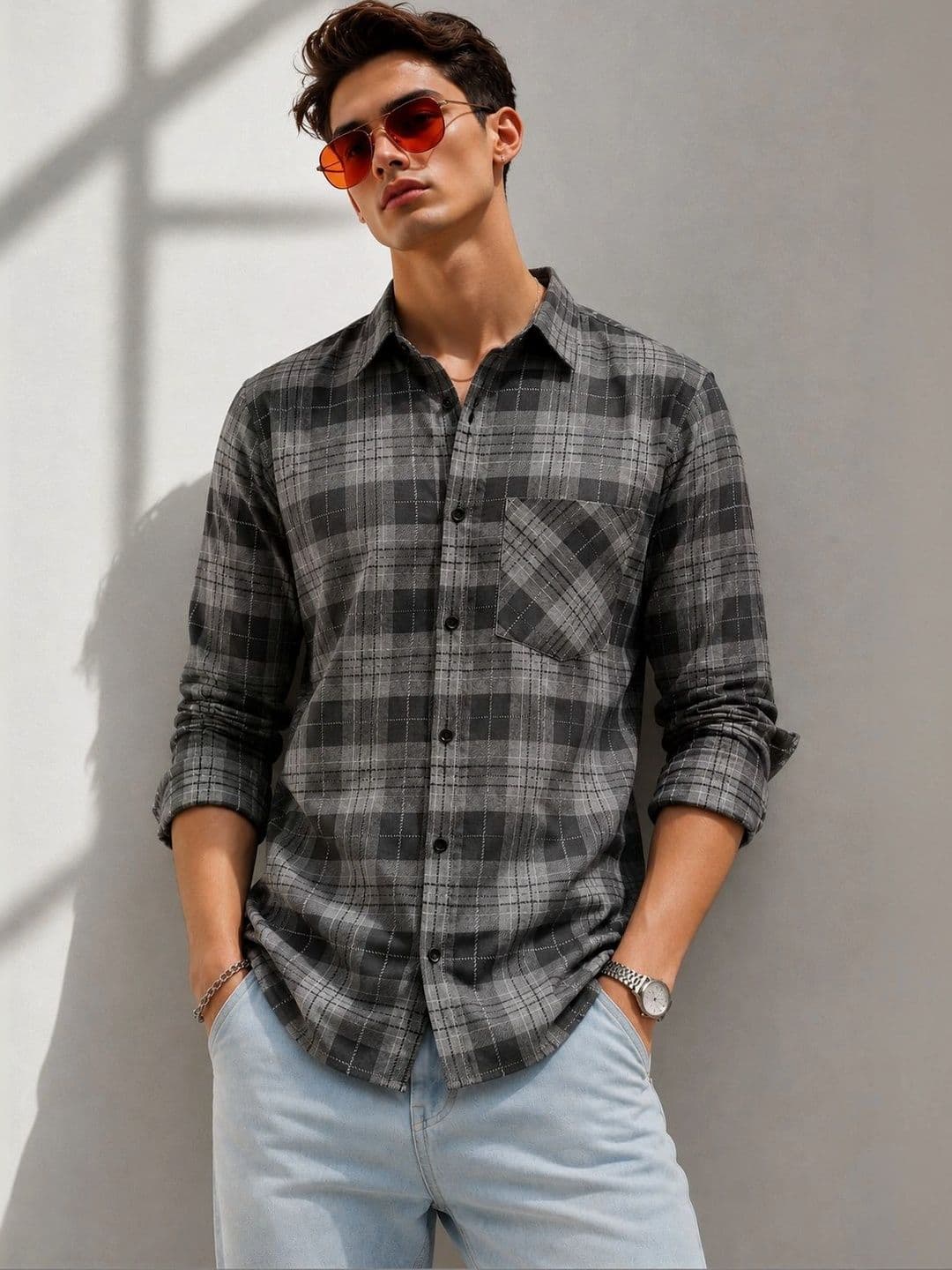 Metronaut Men Comfort Tartan Checks Checked Casual Shirt thumbnail 5