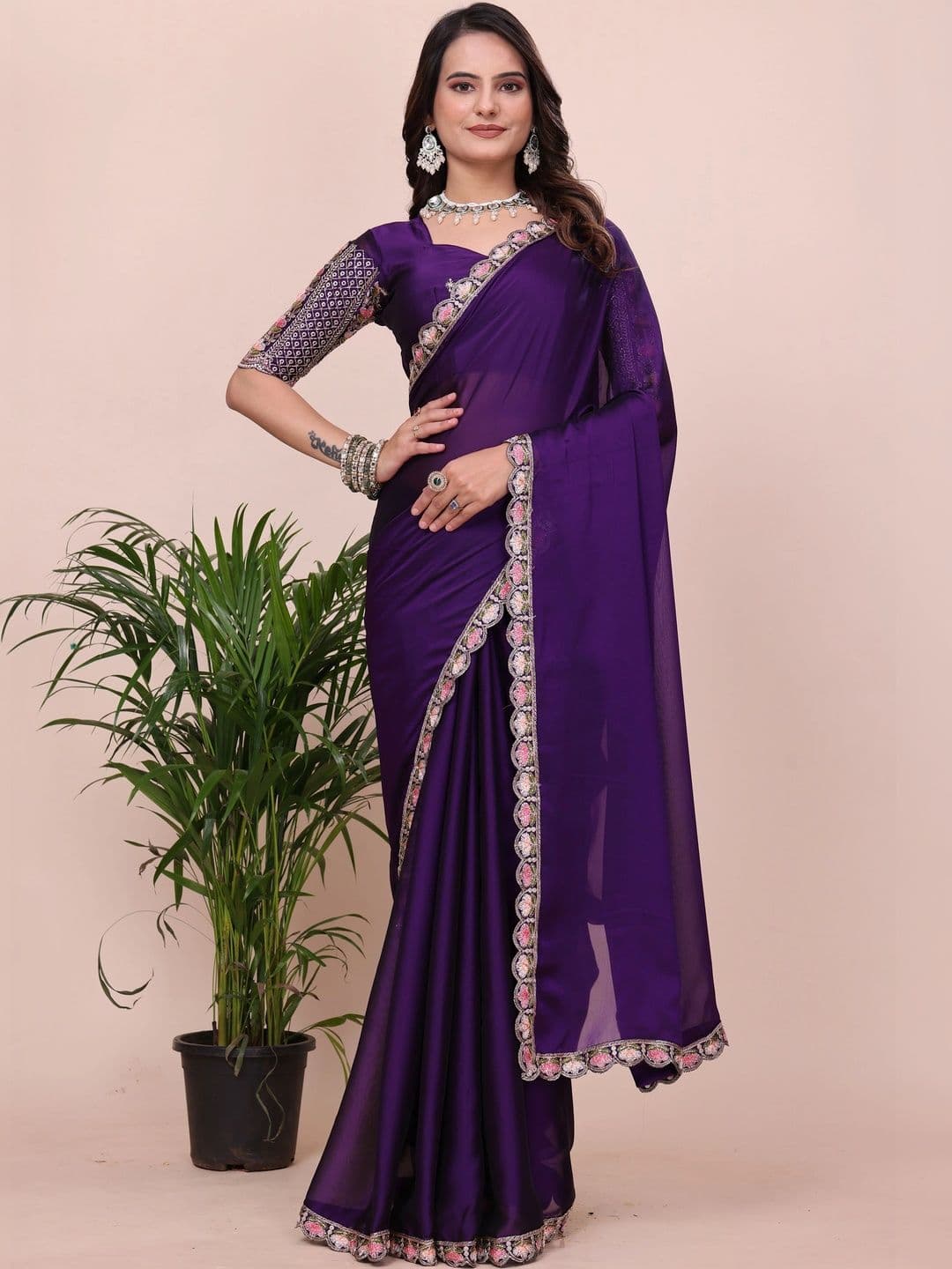 LabelVASTRA Embroidered Silk Blend Saree - view 1