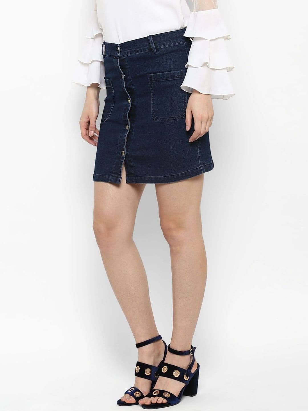 Chemistry Women Denim Frayed Denim Mini A-Line Skirt thumbnail 4