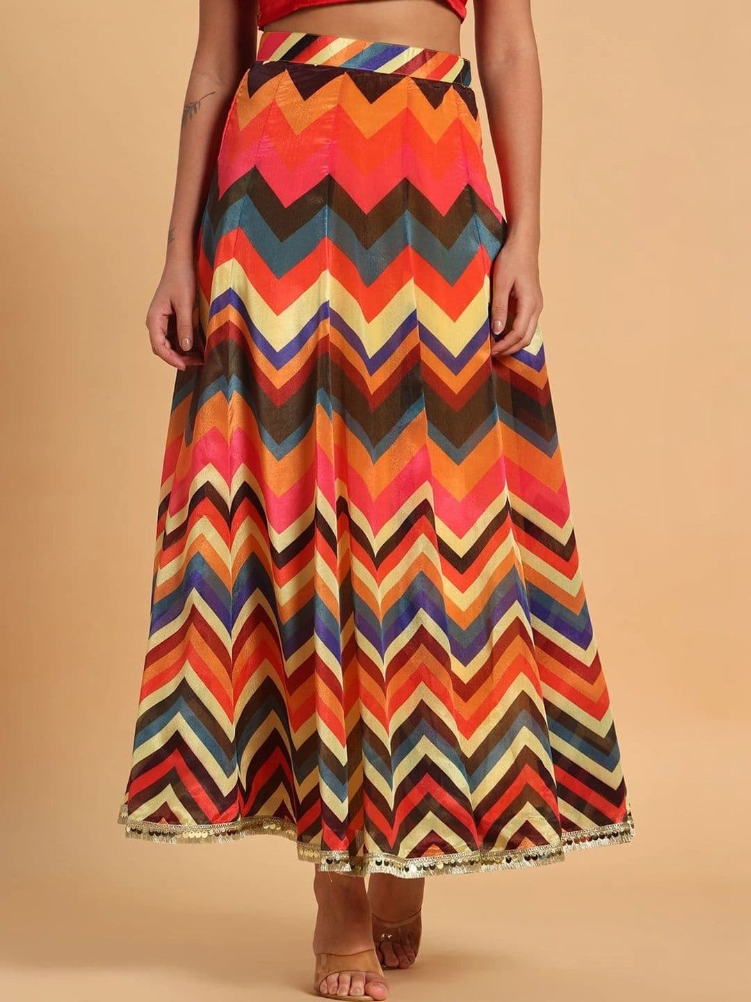 Frolic Rolic Women Geometric Printed Maxi Flared Skirt - view 1