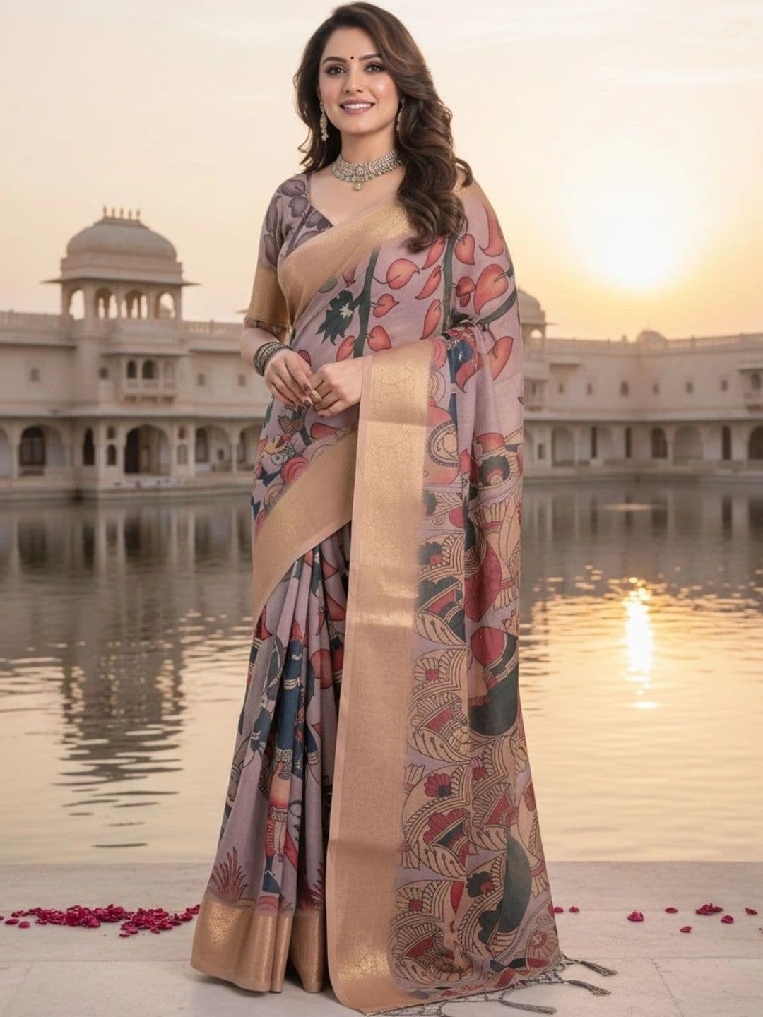 Mitera Floral Zari Silk Blend Designer Saree - view 1