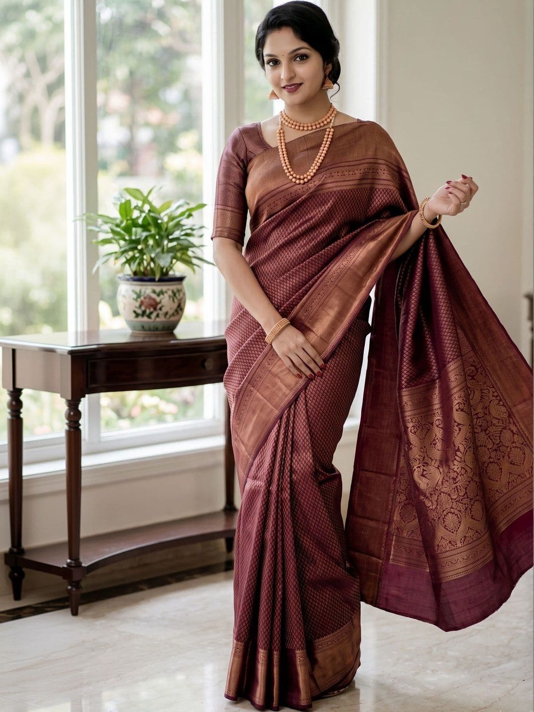 VastraVestit Woven Design Zari Art Silk Kanjeevaram Saree thumbnail 3