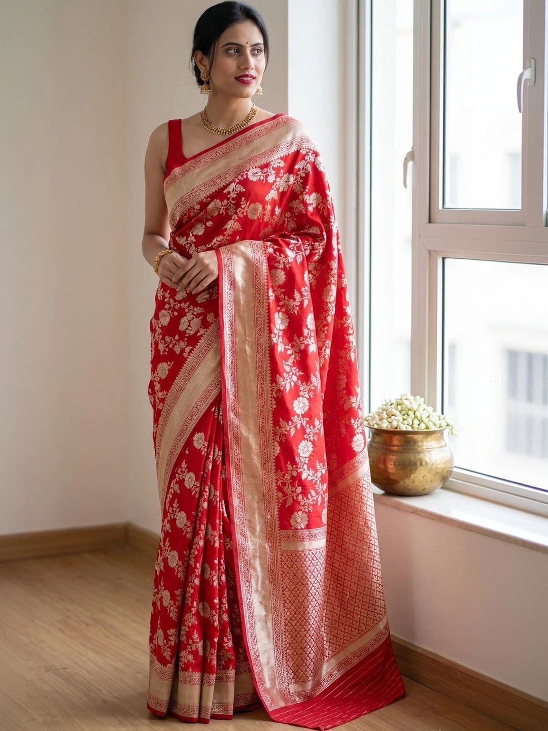 DHARMA TEX Woven Design Zari Art Silk Kanjeevaram Saree thumbnail 3