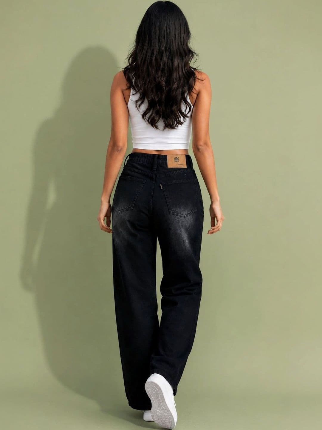 DS CREATIVE Women Wide Leg Mid-Rise Low Distress Light Fade Jeans thumbnail 6