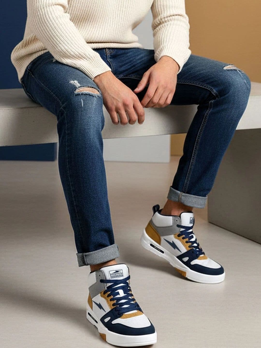 Bruton Men High-Top Running Non-Marking Shoes thumbnail 2