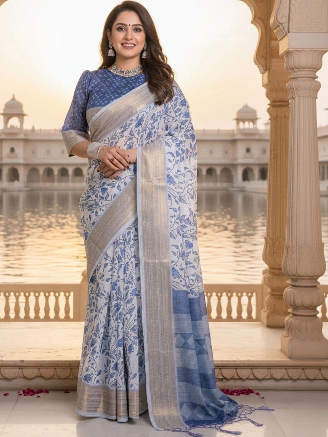 Mitera Floral Silk Blend Designer Saree - view 1