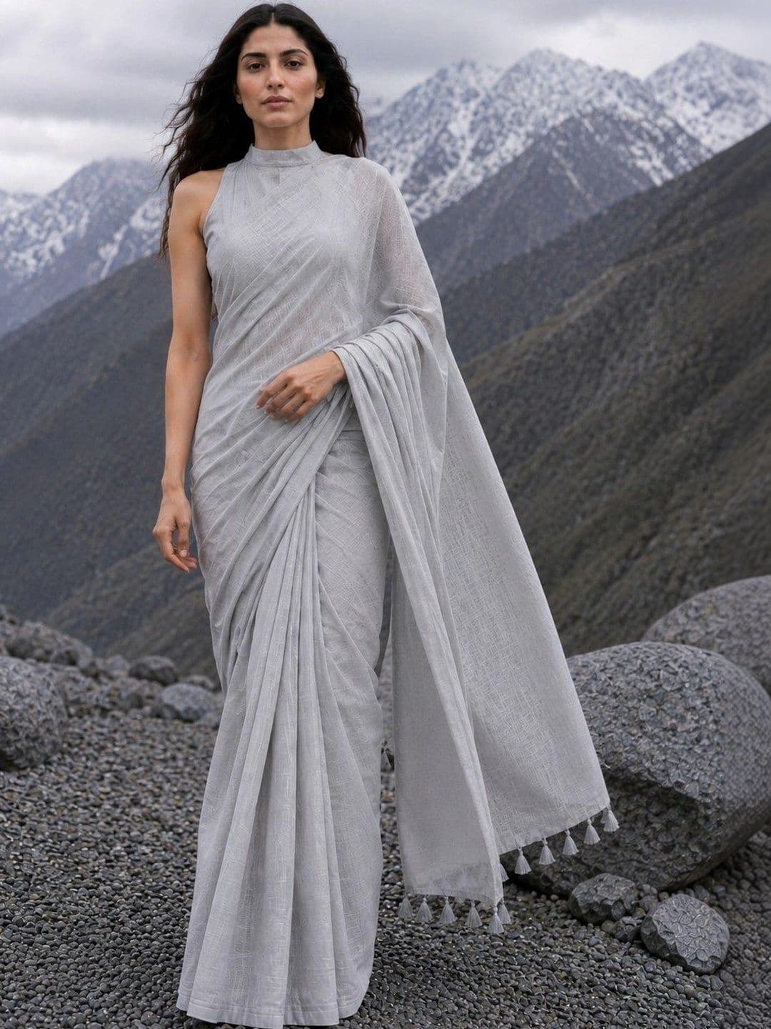Weave Trends Linen Blend Handloom Bhagalpuri Saree - view 1