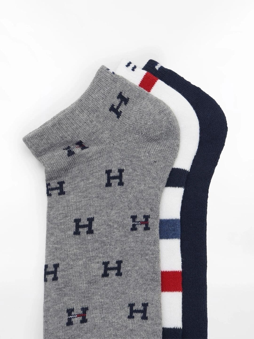 Tommy Hilfiger Men Pack of 3 Cotton Patterned Ankle Length Socks thumbnail 2