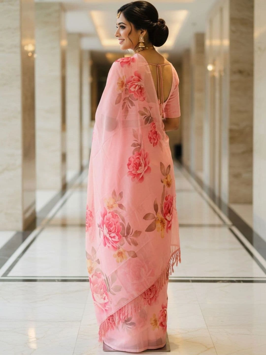 Mitera Floral Pure Georgette Designer Saree thumbnail 2