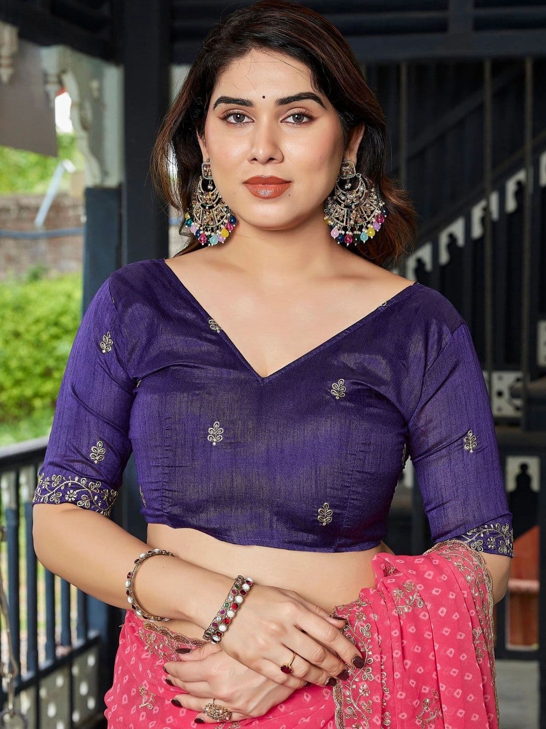 Mitera Bandhani Embroidered Pure Georgette Designer Saree thumbnail 5
