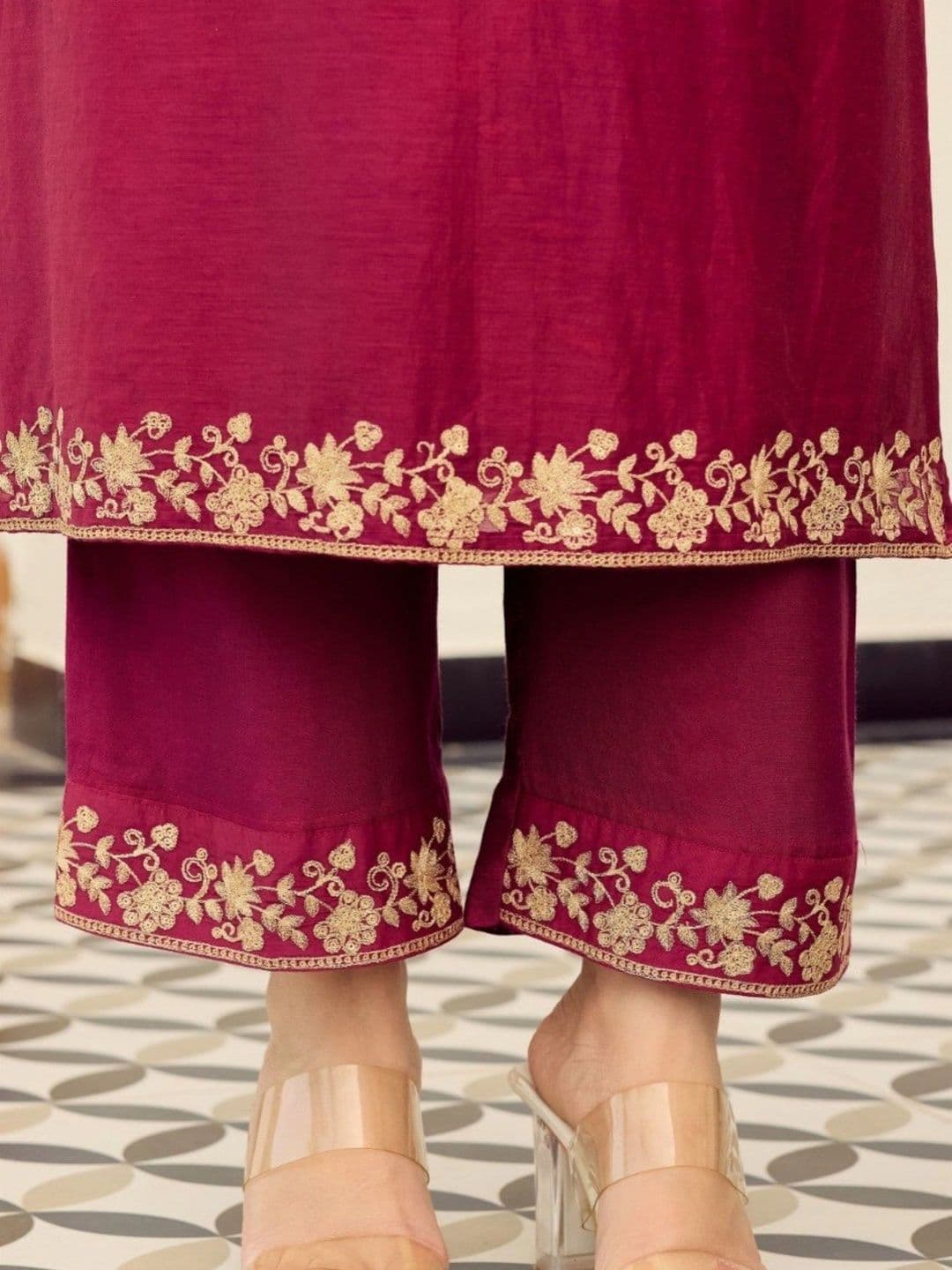 KALINI Women Ethnic Motifs Embroidered Regular Thread Work Kurta with Trousers & Dupatta thumbnail 4