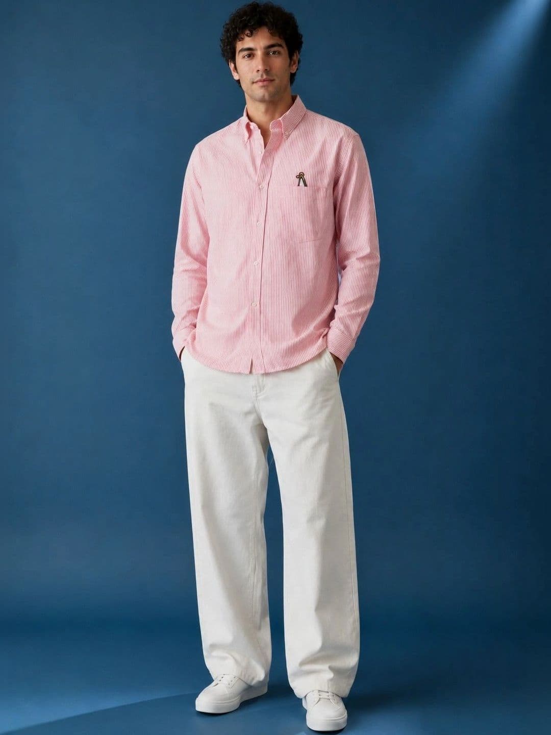 MOJAMEDI Men Standard Pinstripes Striped Casual Shirt thumbnail 2