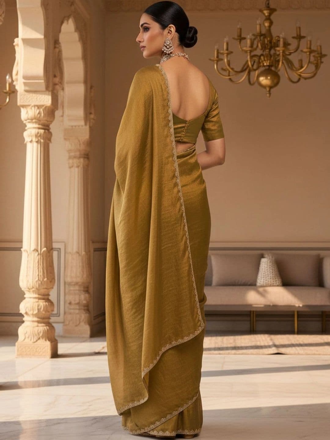 Mitera Embroidered Satin Designer Saree thumbnail 3