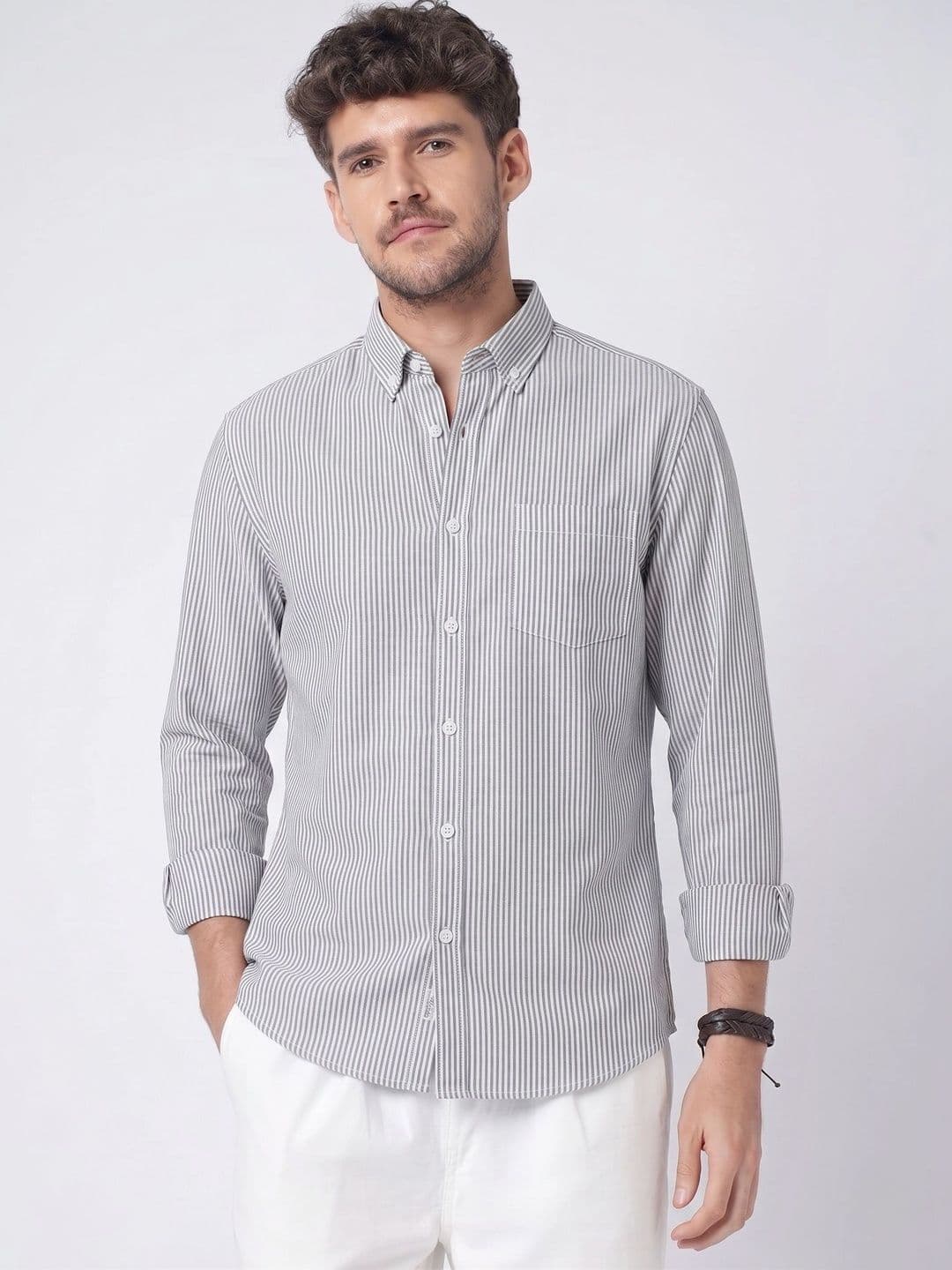 R.Code by The Roadster Life Co. Men Standard Striped Casual Shirt - view 1