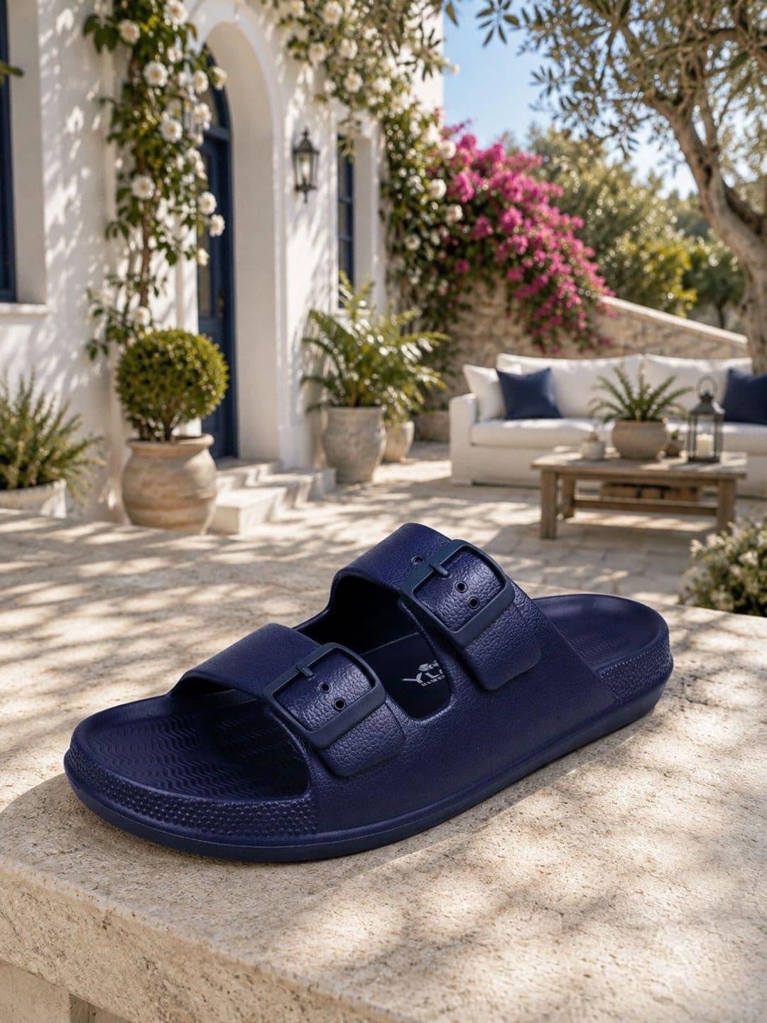 TRV Men Buckle Detailed Slip On Flip Flops thumbnail 7