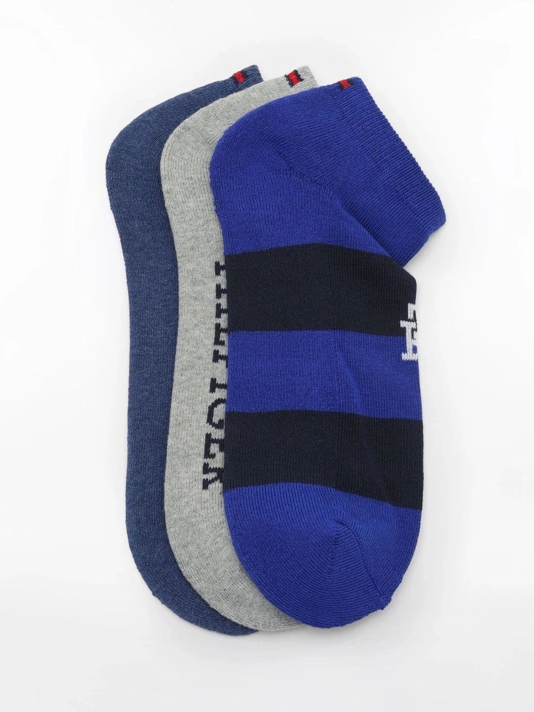 Tommy Hilfiger Men Pack of 3 Cotton Striped Ankle Length Socks thumbnail 4