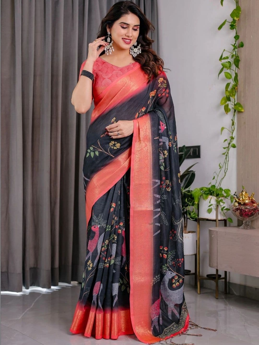 Mitera Floral Silk Blend Designer Saree - view 1