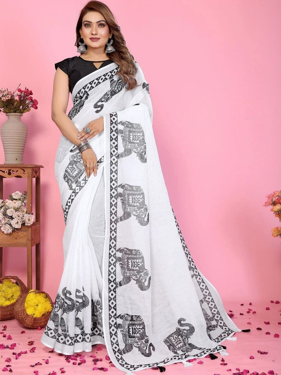 Mitera Warli Linen Blend Designer Saree - view 1
