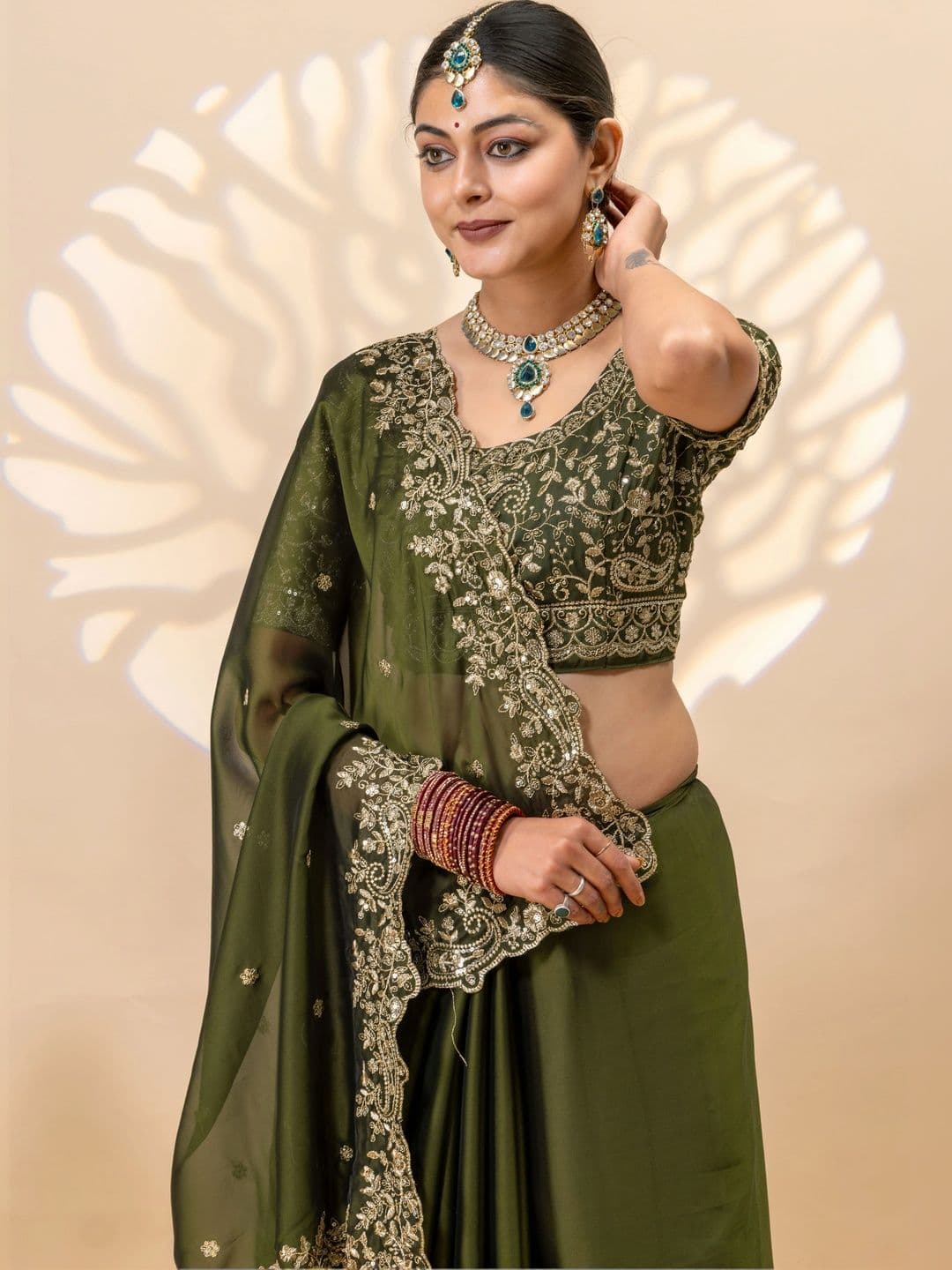Saanvi Embellished Embroidered Silk Blend Saree - view 1