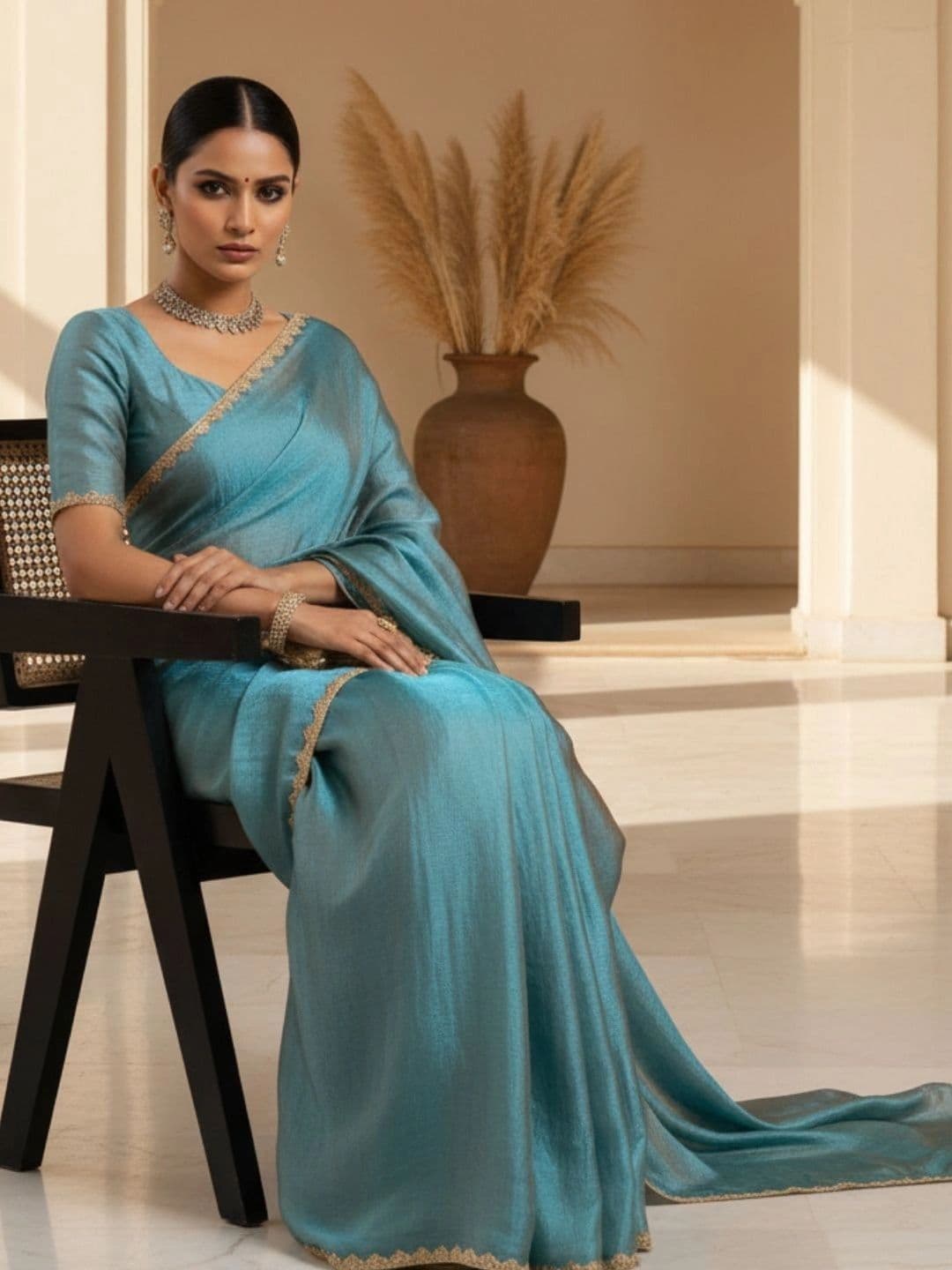 Mitera Embroidered Satin Designer Saree thumbnail 4
