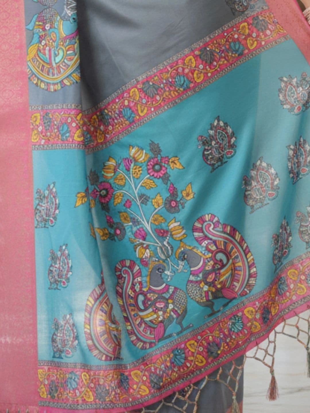 Mitera Floral Silk Blend Designer Saree thumbnail 2