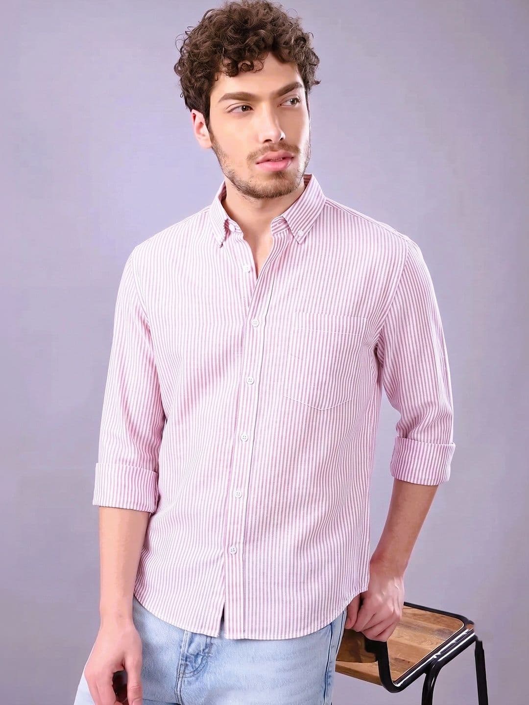 R.Code by The Roadster Life Co. Men Standard Striped Casual Shirt - view 1