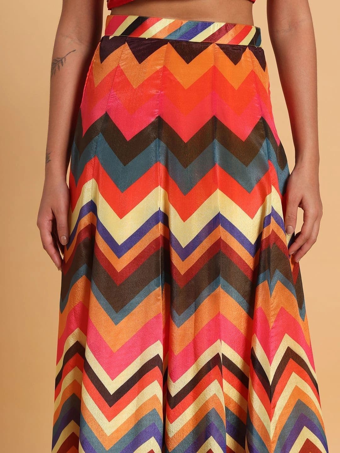 Frolic Rolic Women Geometric Printed Maxi Flared Skirt thumbnail 4